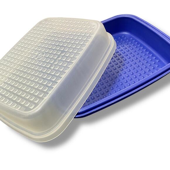 Tupperware Meat Marinade Container Large Dome Season Serve Stack 1294 1295 Blue - Picture 5 of 9